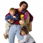 Busy Mom with groceries